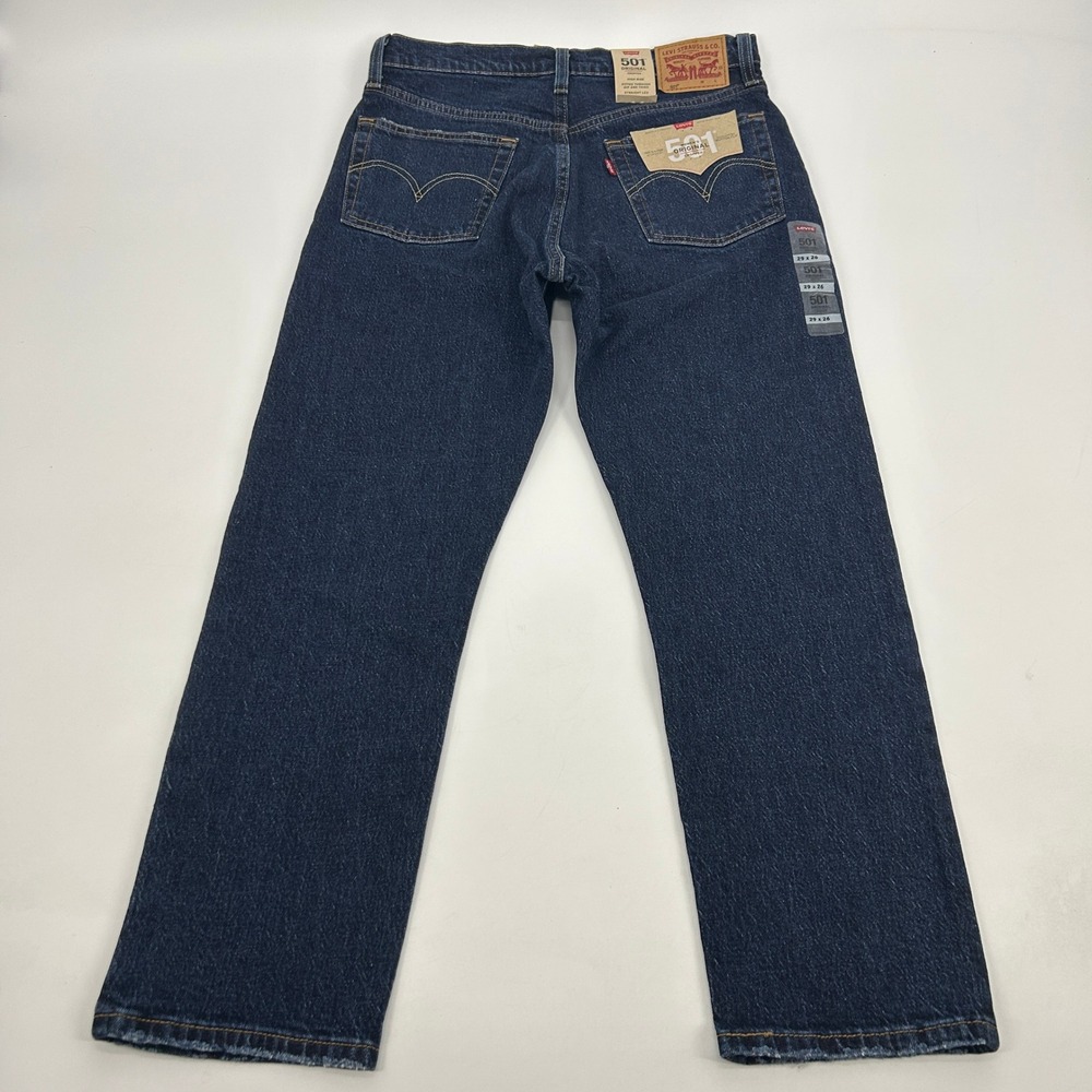 Levi's 501 Original Cropped Jeans Womens 29 Dark Wash Distressed High Rise NEW - Picture 8 of 14